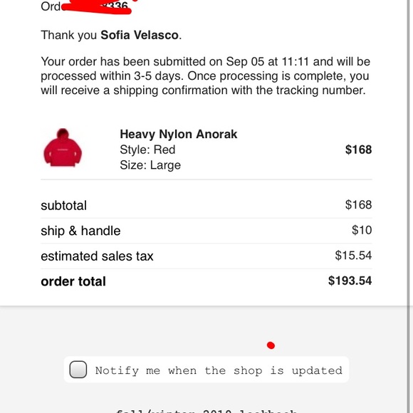 supreme heavy nylon anorak red